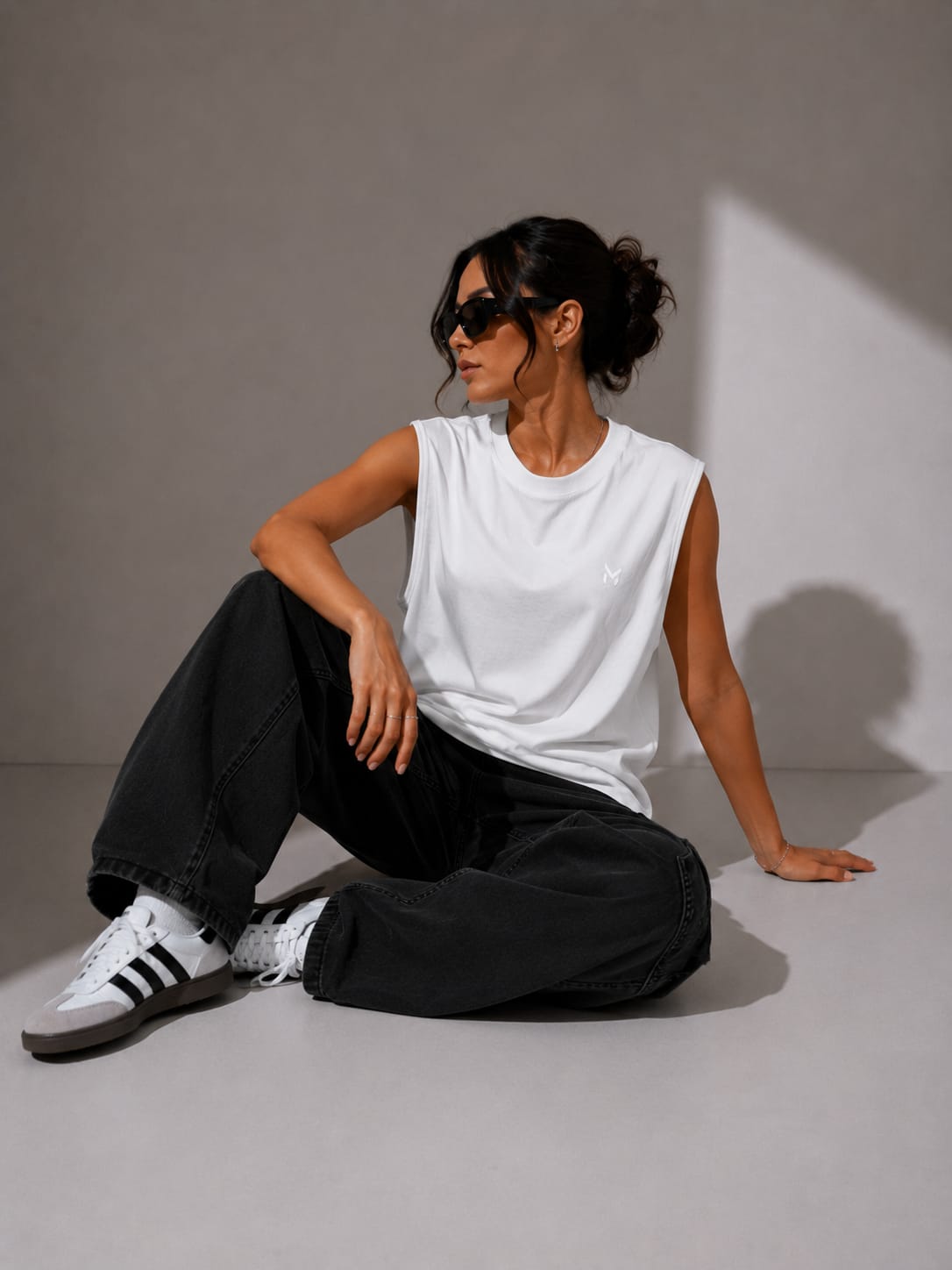 The Modvue Oversized White Muscle Tee | Women's Minimalist Streetwear Tank