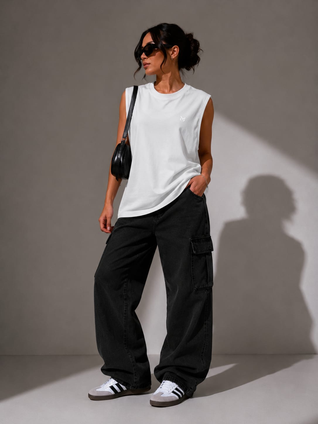 The Modvue Oversized White Muscle Tee | Women's Minimalist Streetwear Tank