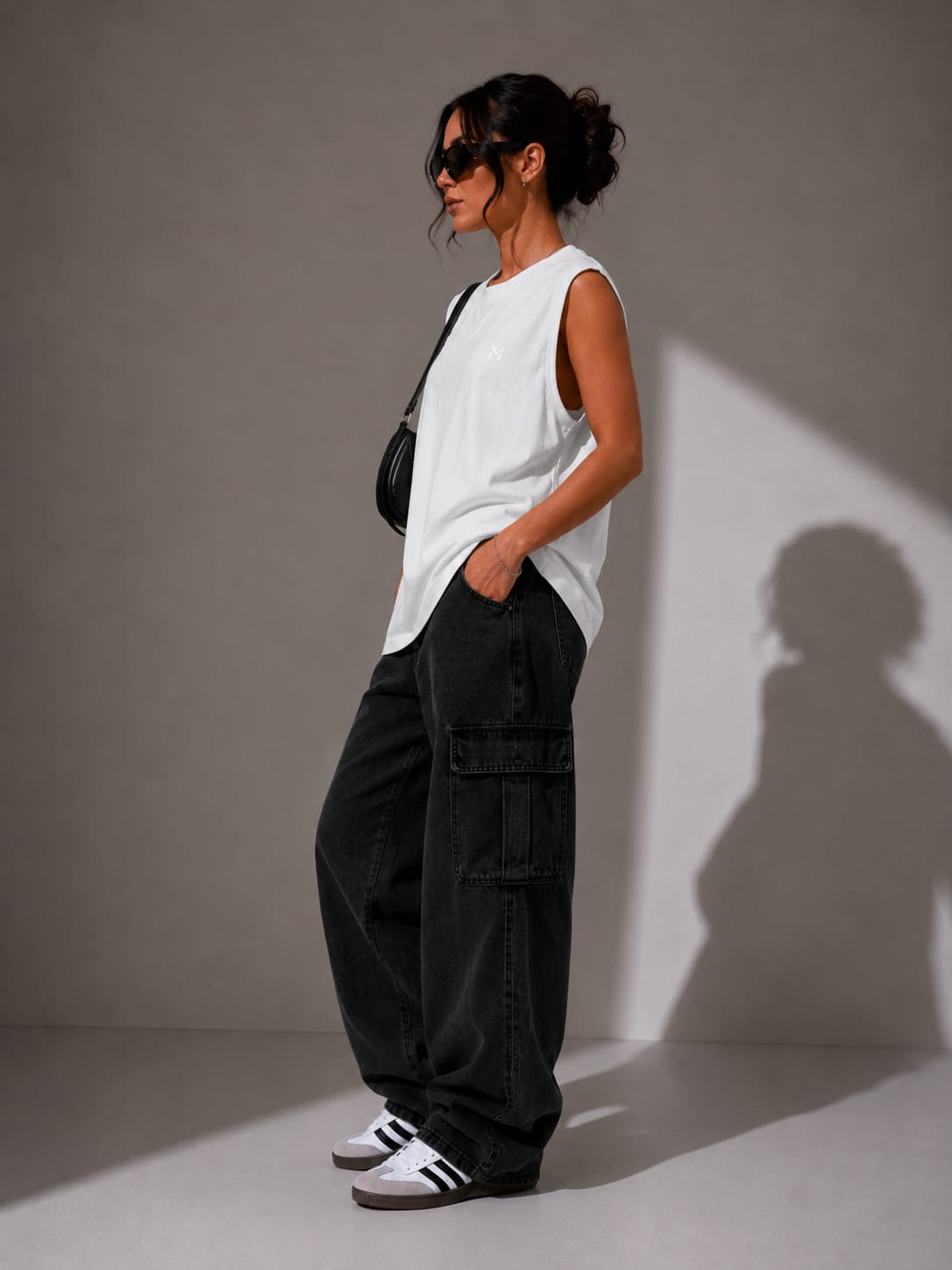 The Modvue Oversized White Muscle Tee | Women's Minimalist Streetwear Tank