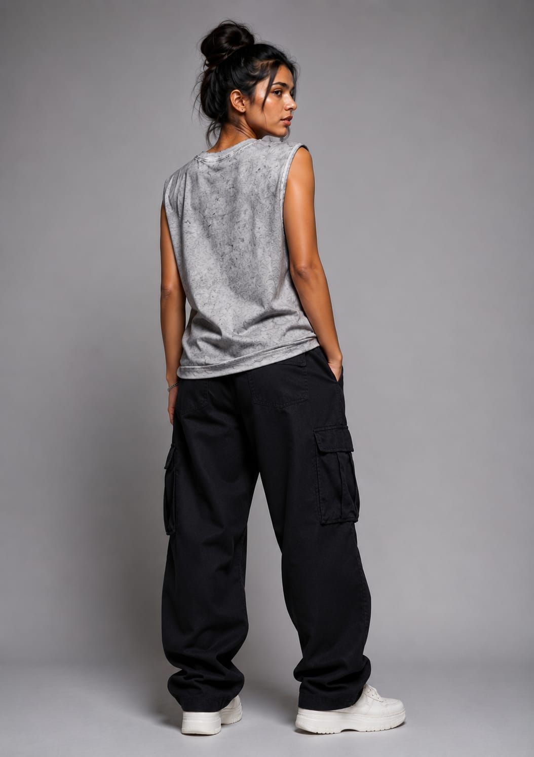 The Modvue Oversized Acid Wash Antler Muscle Tee | Women's Streetwear Tank