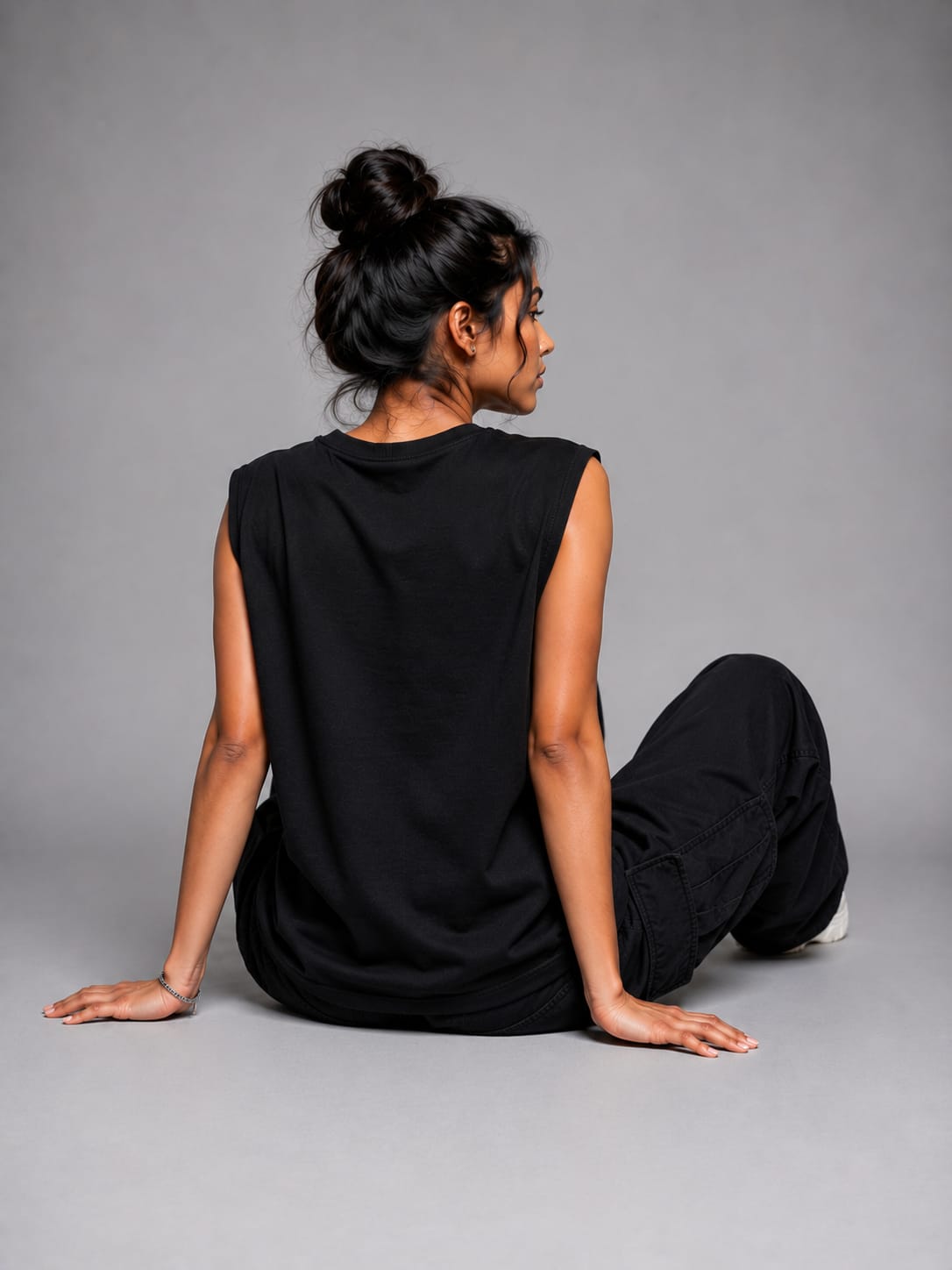 The Modvue Oversized Black Muscle Tee | Women's Minimalist Streetwear Tank