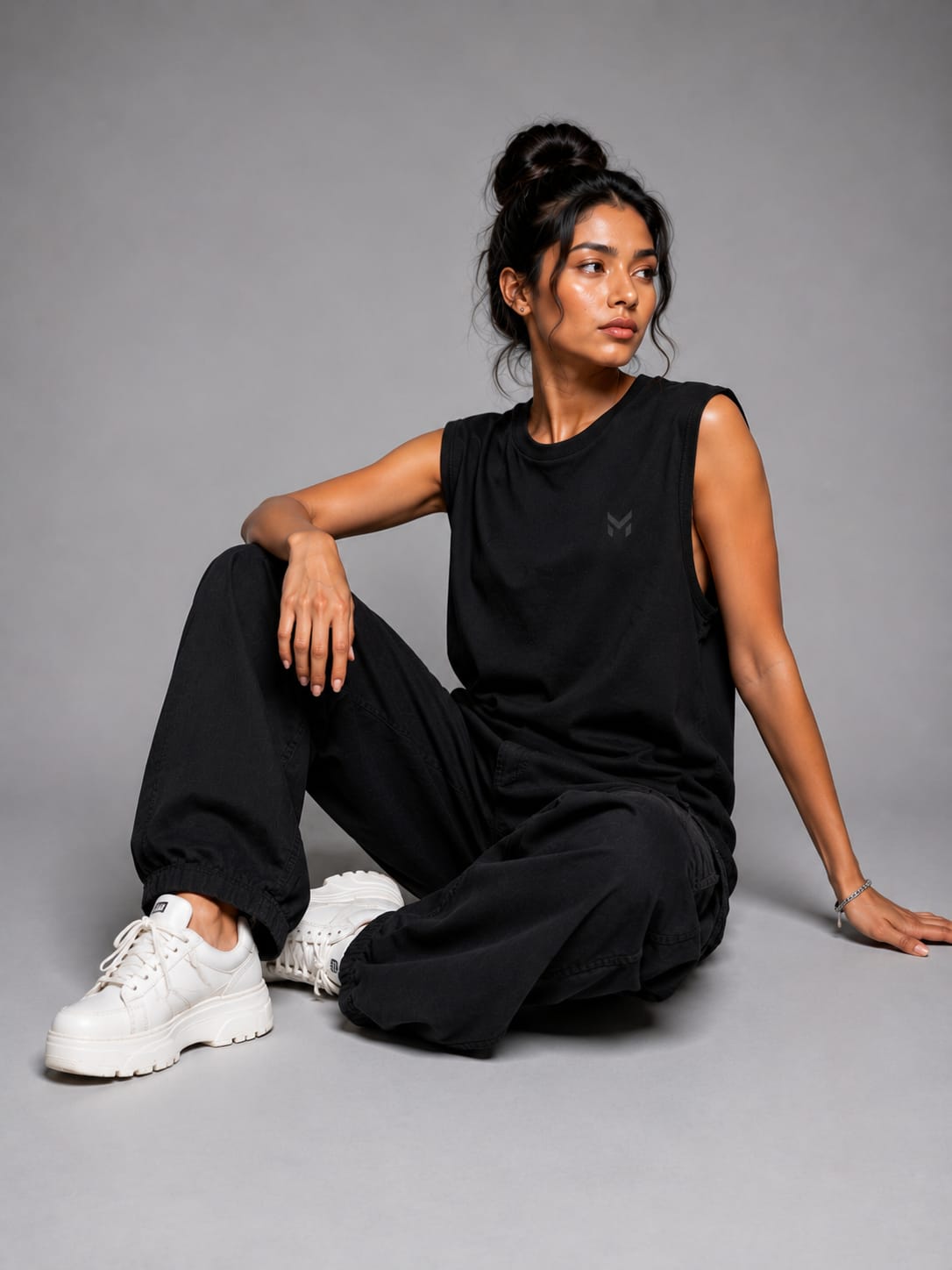 The Modvue Oversized Black Muscle Tee | Women's Minimalist Streetwear Tank