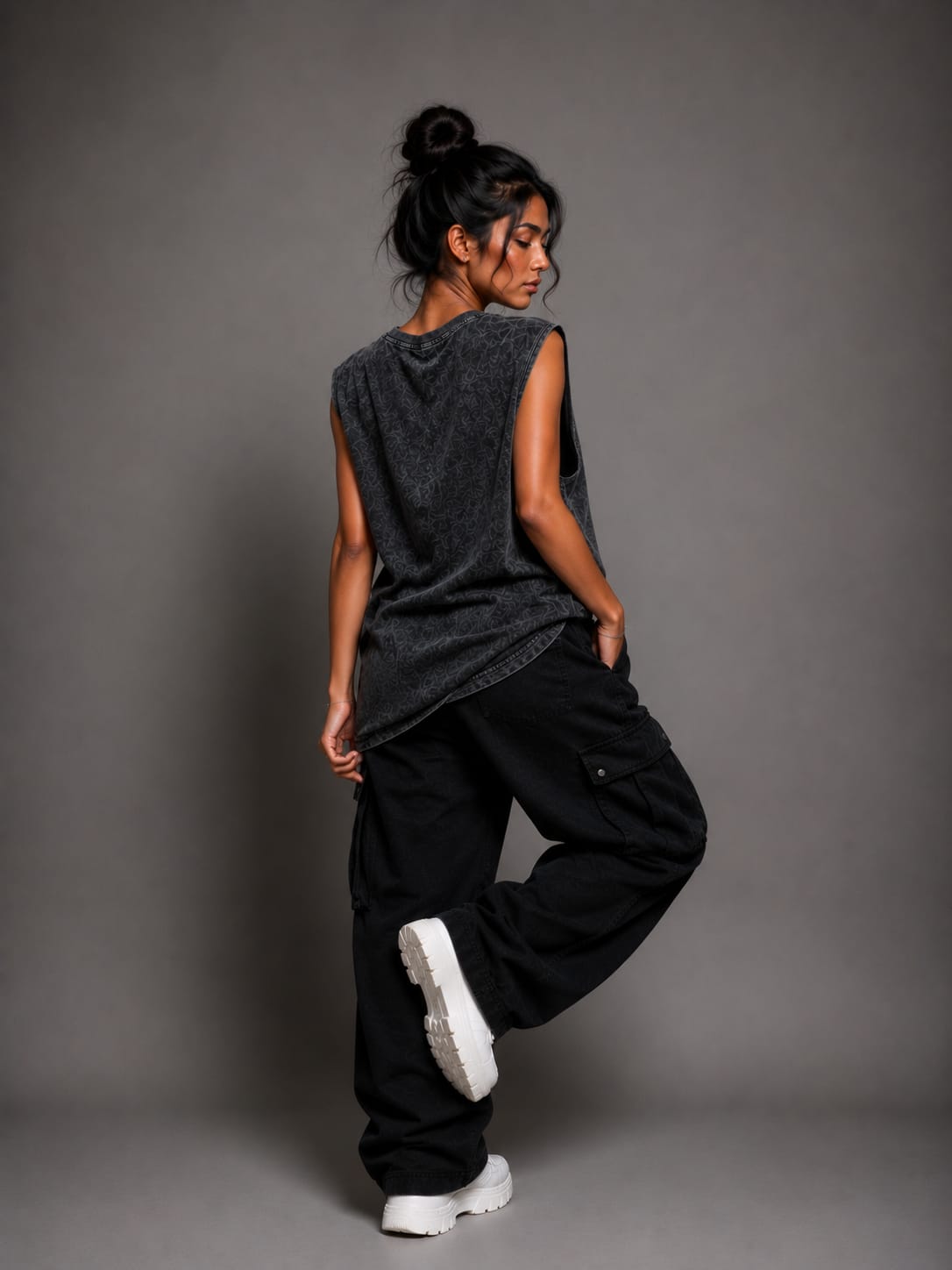 The Modvue Oversized Acid Wash Muscle Tee | Vintage Black Streetwear Tank