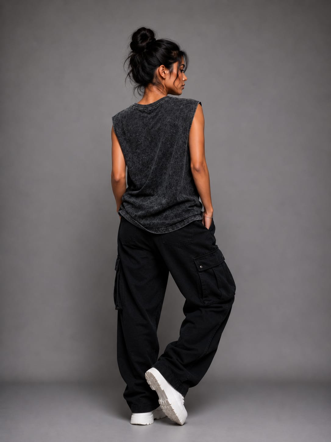 The Modvue Oversized Acid Wash Muscle Tee | Vintage Black Streetwear Tank