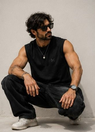The Modvue Essential Black Muscle Tee | Men's Minimalist Sleeveless T-Shirt