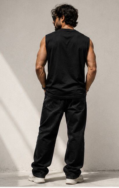 The Modvue Essential Black Muscle Tee | Men's Minimalist Sleeveless T-Shirt