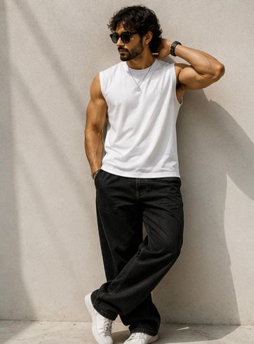 The Modvue Essential White Muscle Tee | Men's Minimalist Sleeveless T-Shirt