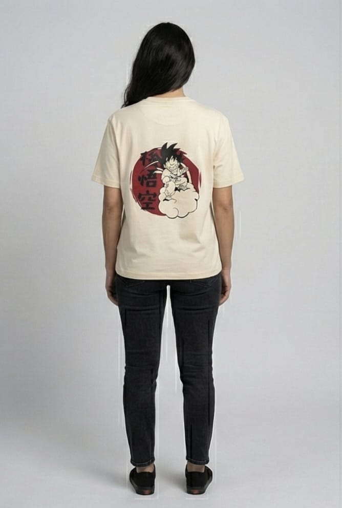 Retro Sun Wukong Graphic Tee – Cream