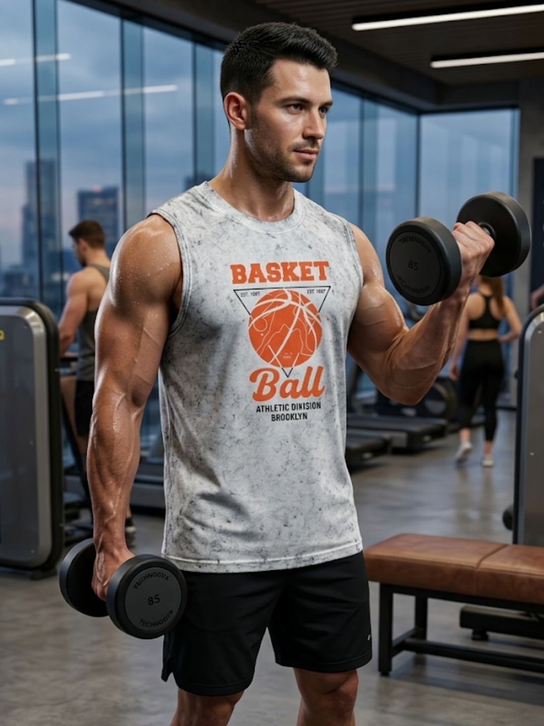 Basketball Athletic Division Muscle Tank – Men’s Acid Wash White
