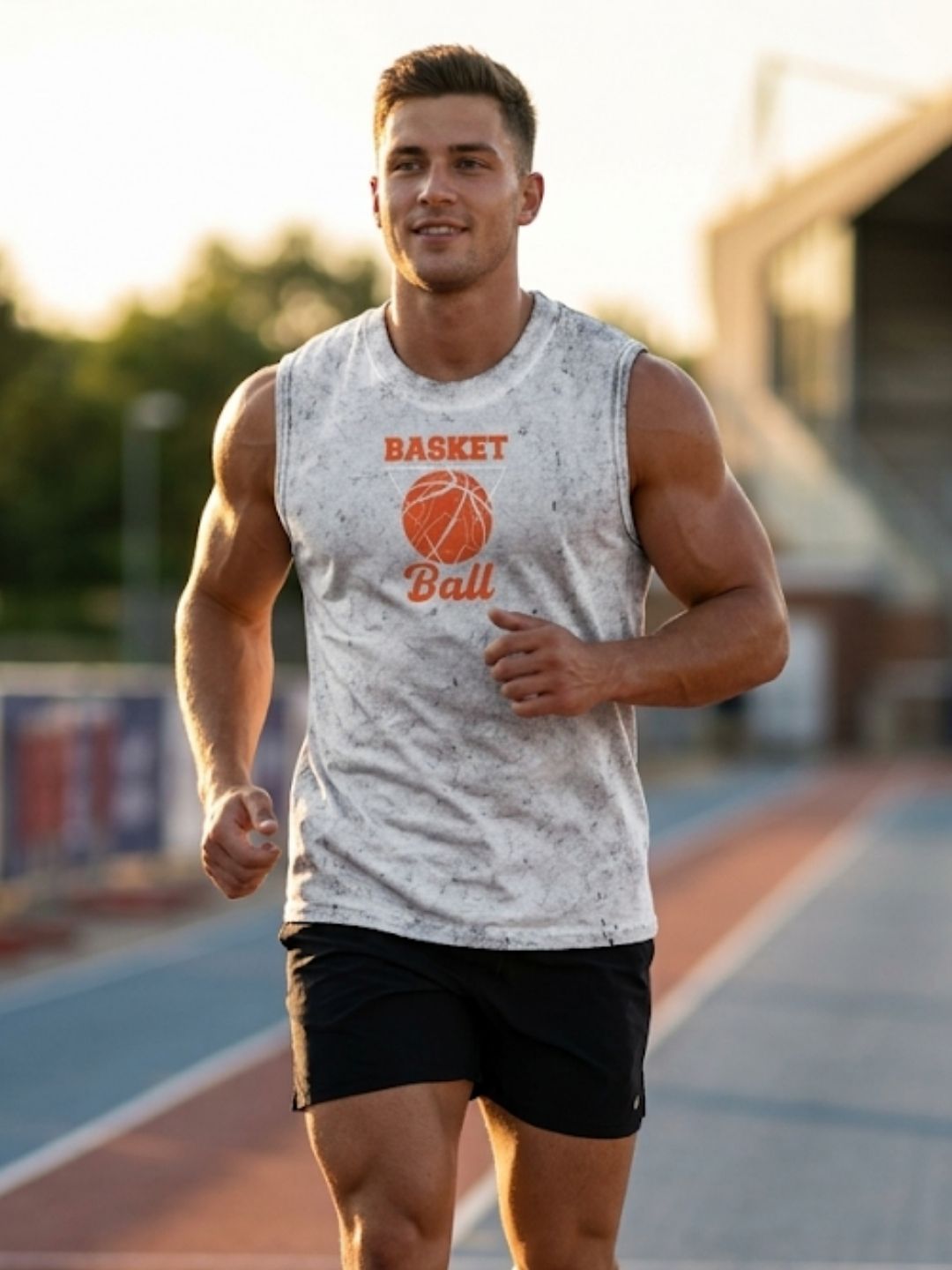 Basketball Athletic Division Muscle Tank – Men’s Acid Wash White
