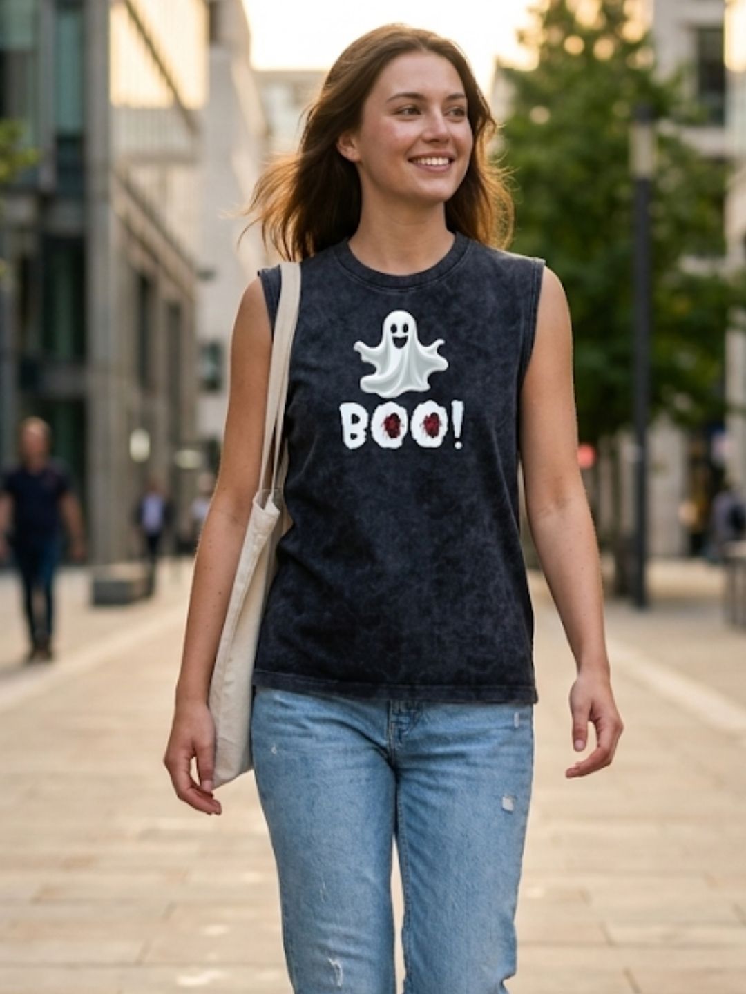 Ghost BOO! Muscle Tank – Women’s Acid Wash Black