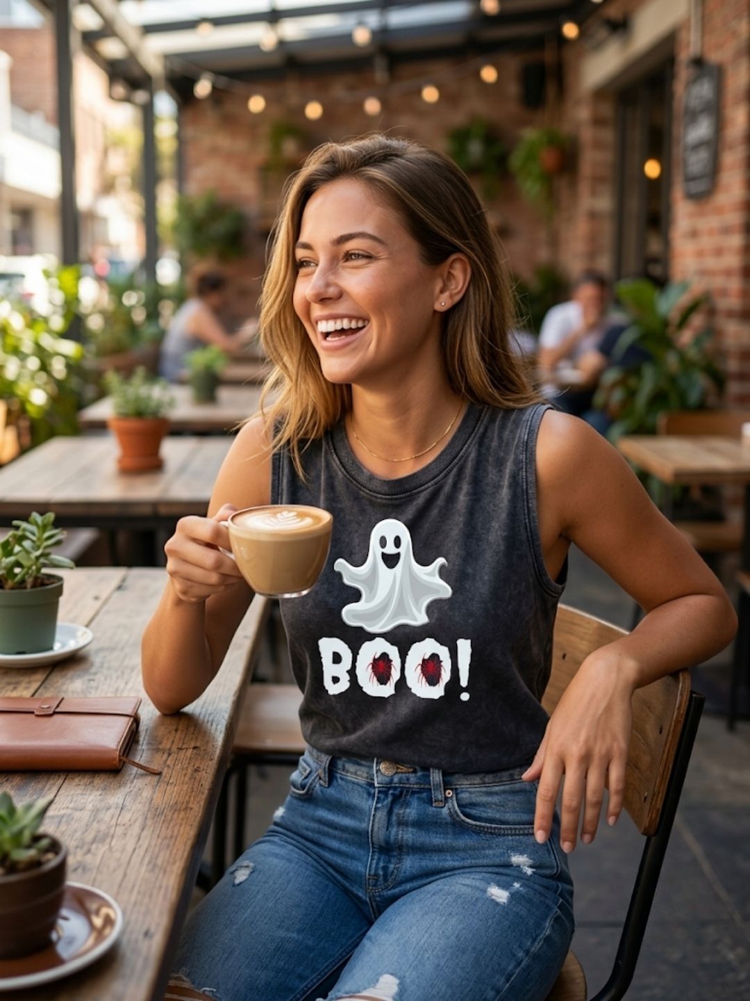 Ghost BOO! Muscle Tank – Women’s Acid Wash Black
