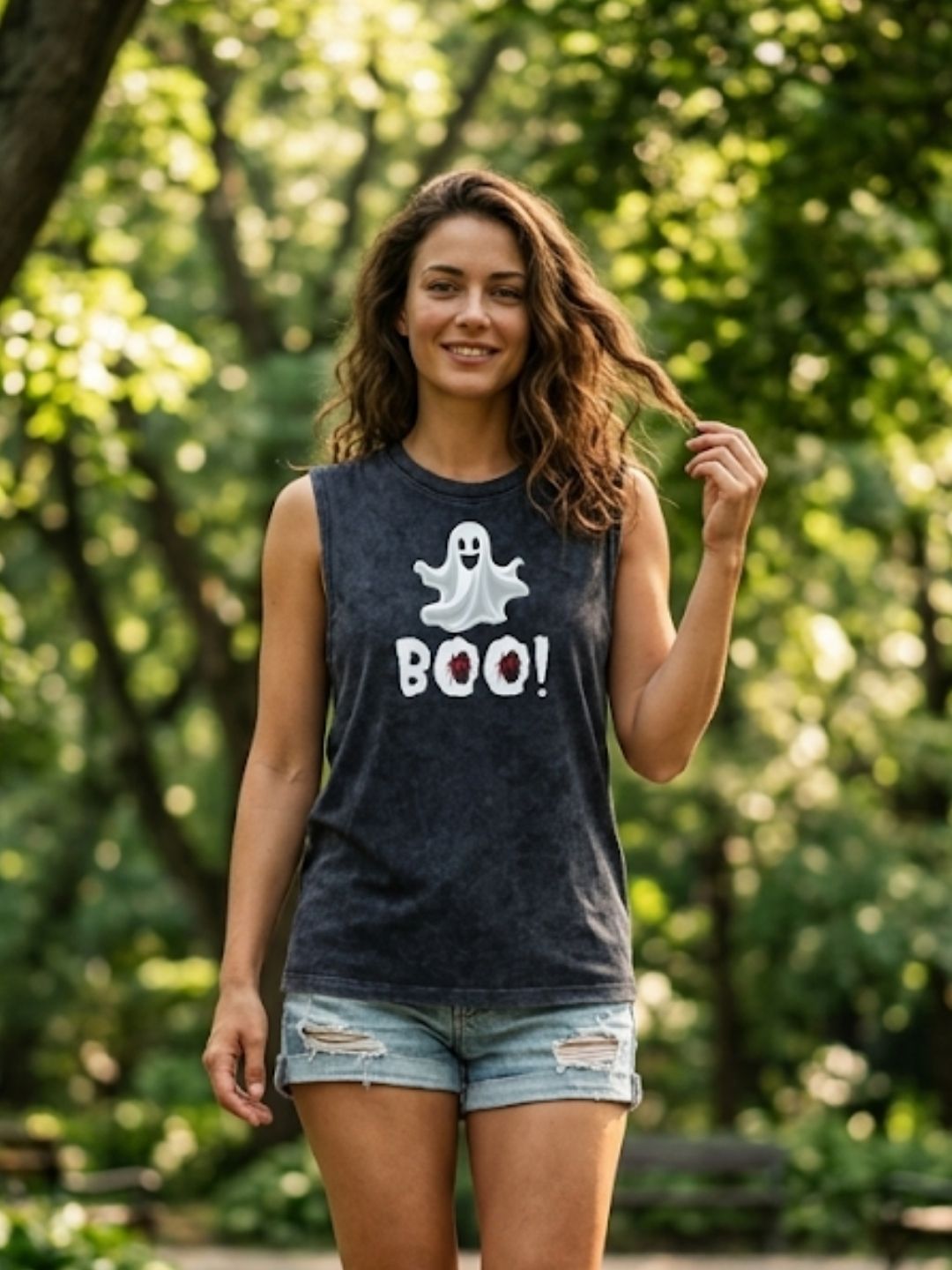 Ghost BOO! Muscle Tank – Women’s Acid Wash Black