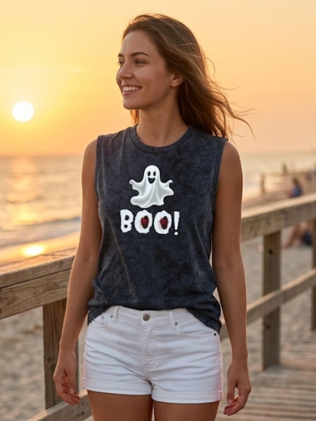 Ghost BOO! Muscle Tank – Women’s Acid Wash Black