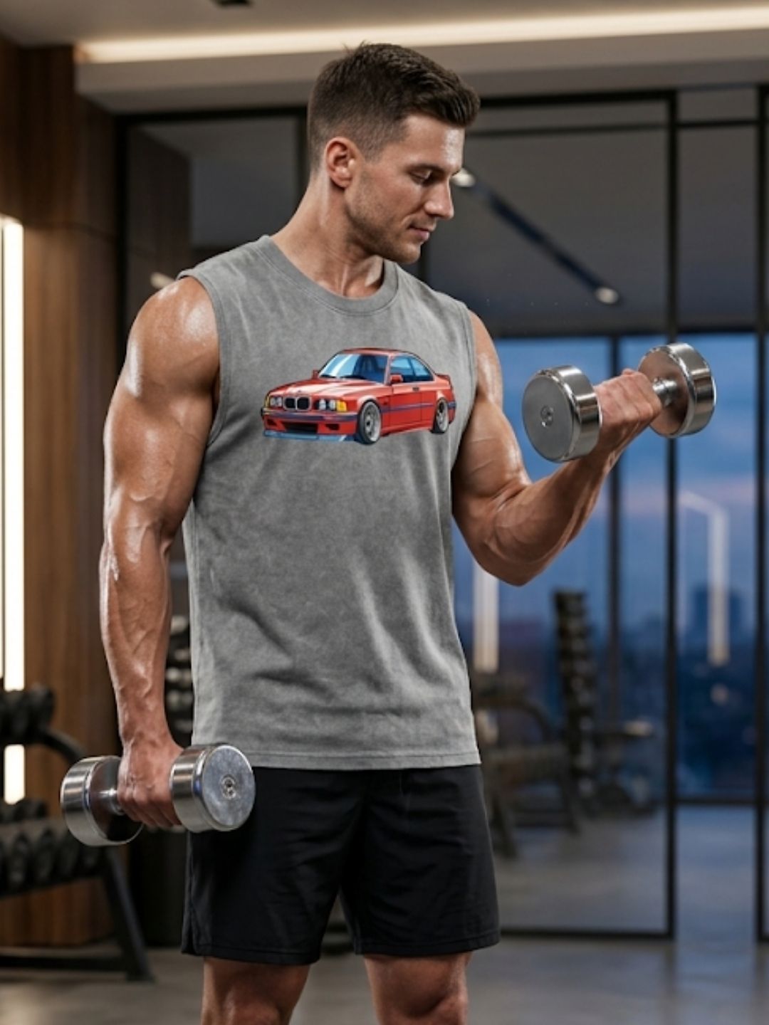 BMW E36 Retro Coupe Muscle Tank – Men’s Acid Wash Grey