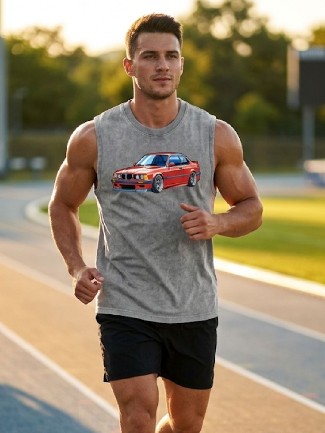 BMW E36 Retro Coupe Muscle Tank – Men’s Acid Wash Grey