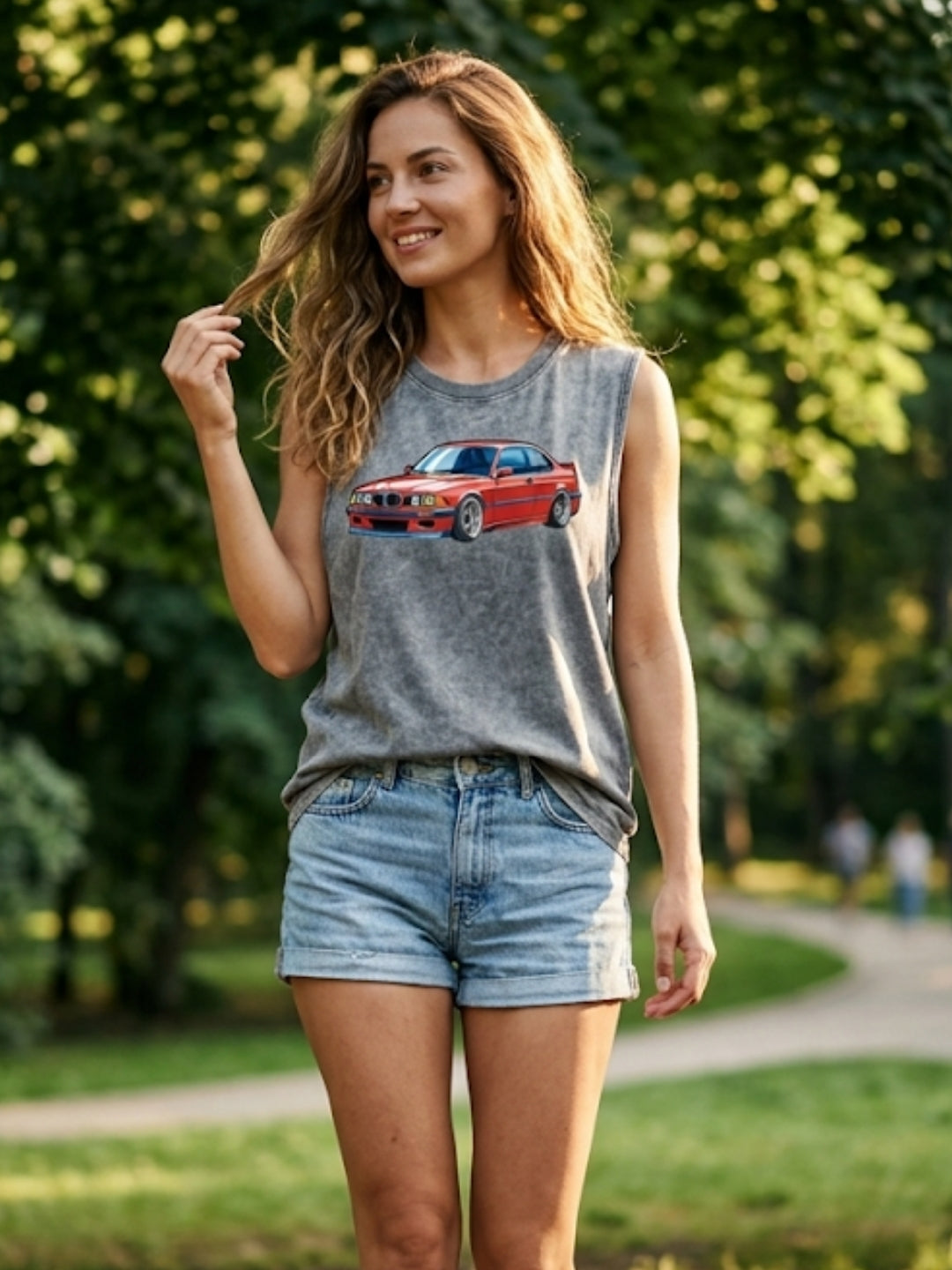 BMW E36 Retro Coupe Muscle Tank – Women’s Acid Wash Grey