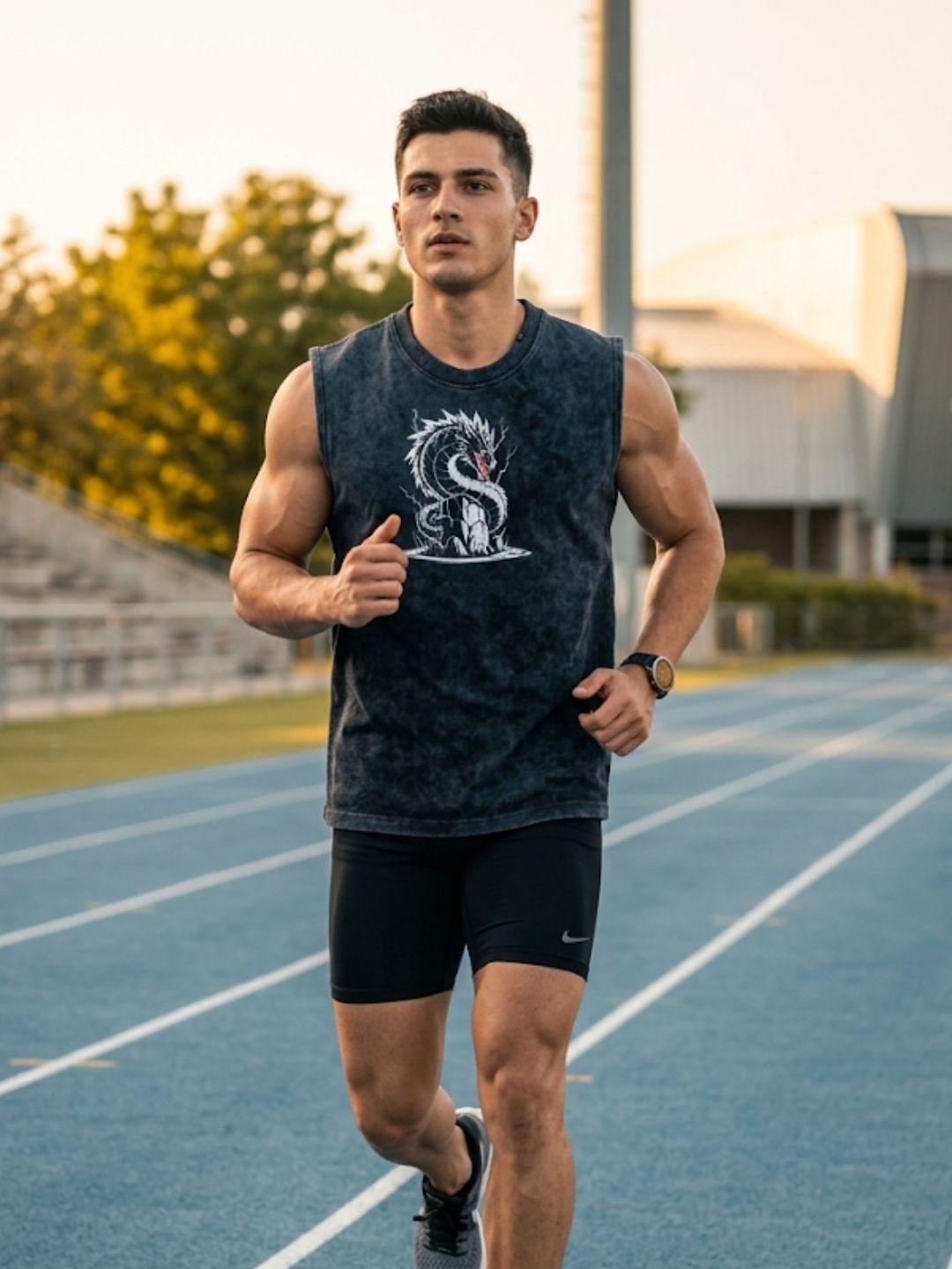 White Storm Dragon Muscle Tank – Acid Wash Black