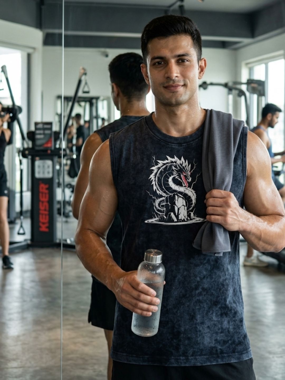 White Storm Dragon Muscle Tank – Acid Wash Black