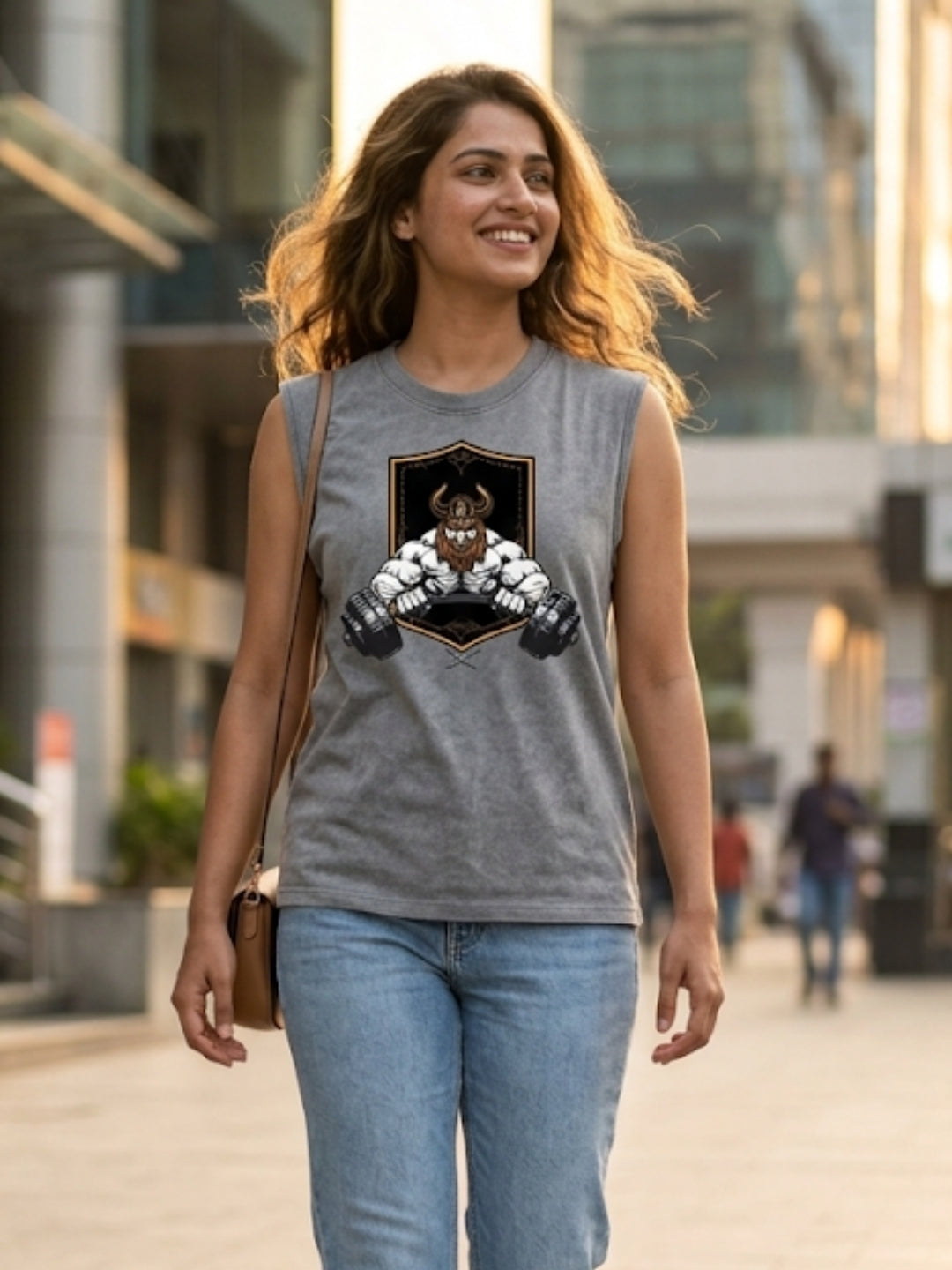 Viking Warrior Dumbbell Muscle Tank – Women’s Acid Wash Grey