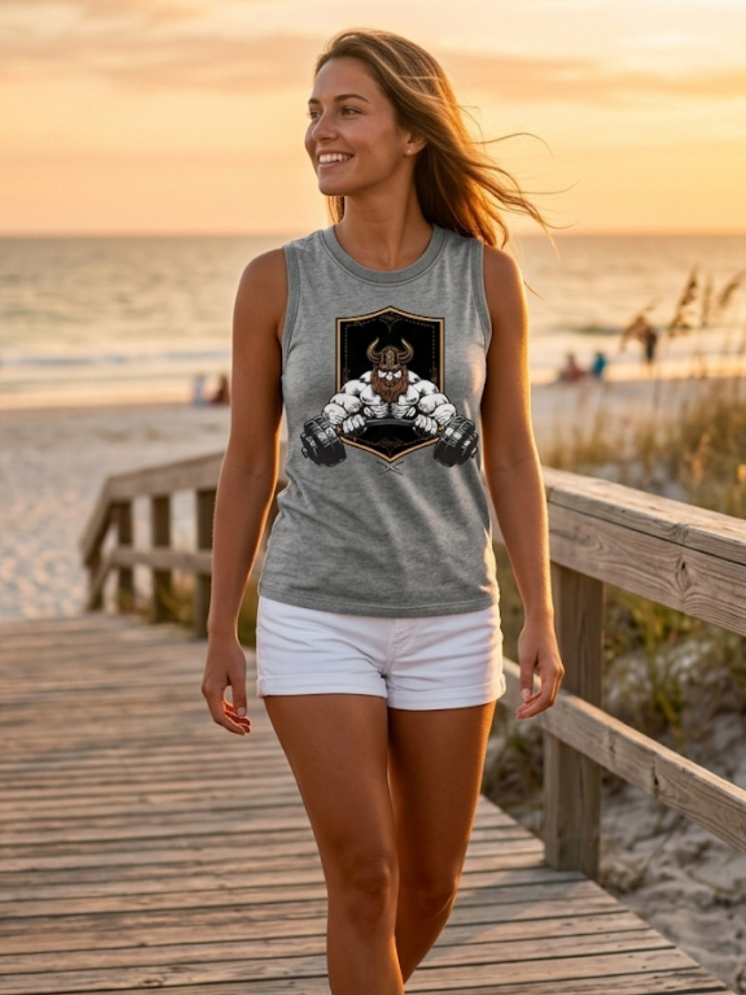 Viking Warrior Dumbbell Muscle Tank – Women’s Acid Wash Grey