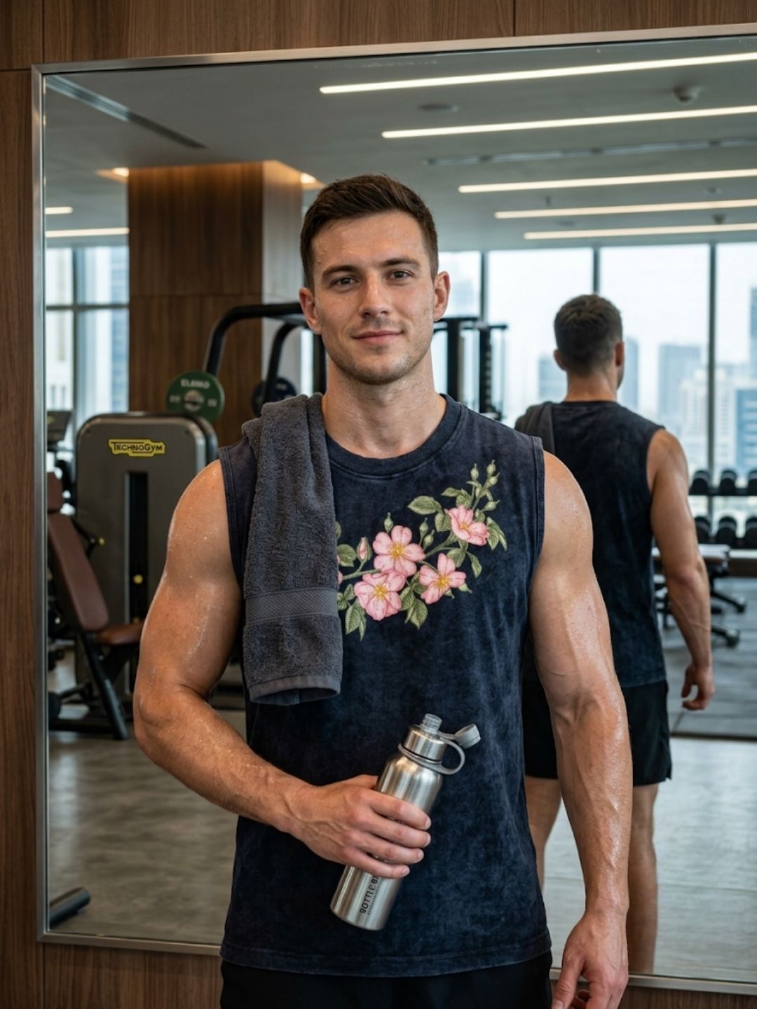 Cherry Blossom Garland Muscle Tank – Acid Wash Black