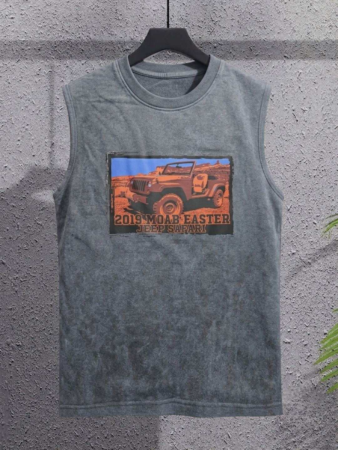 The Modvue Vintage Moab Safari Graphic Tank - Charcoal