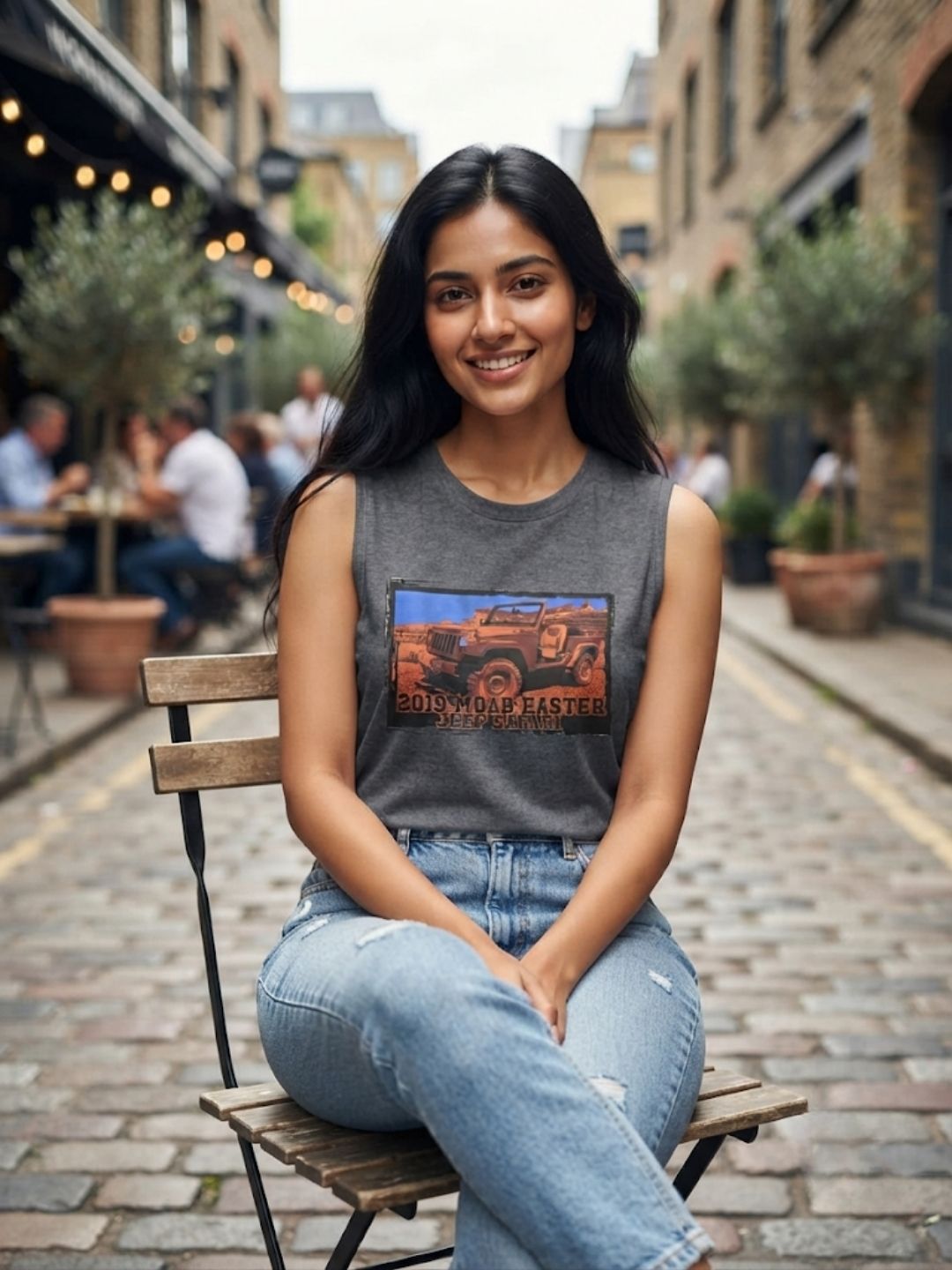 The Modvue Vintage Moab Safari Graphic Tank - Charcoal