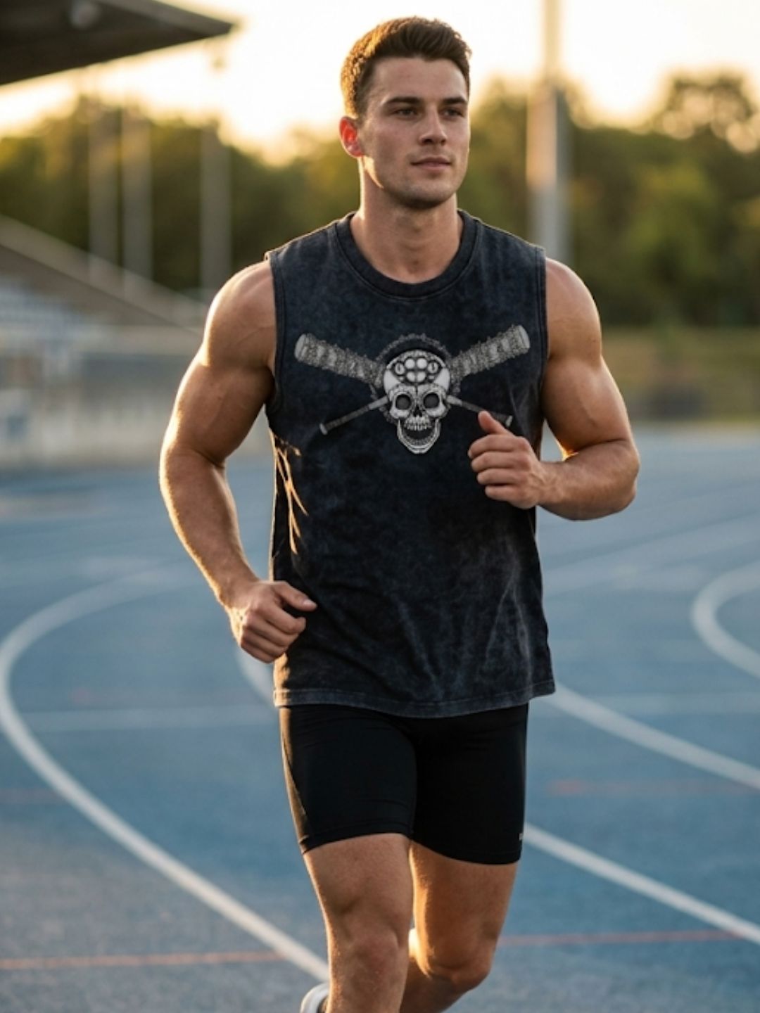 Skull & Crossbats Muscle Tank – Acid Wash Black