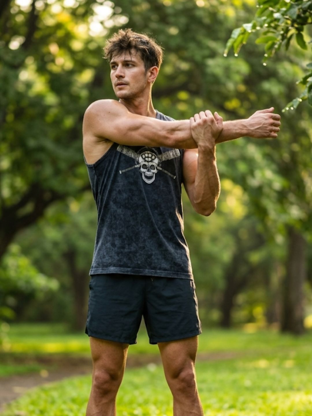 Skull & Crossbats Muscle Tank – Acid Wash Black