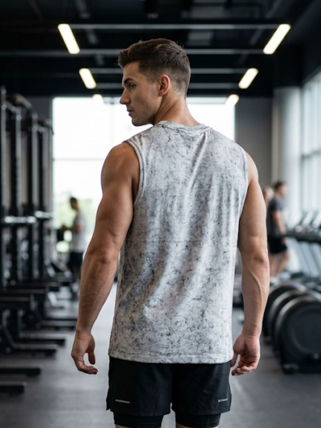 Retro Van Pine Forest Muscle Tank – Men’s Acid Wash White