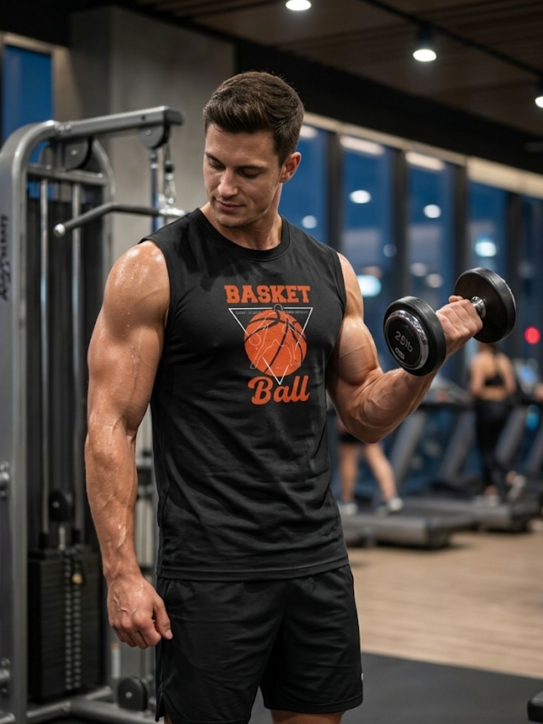 Basketball Retro Triangle Muscle Tank – Black