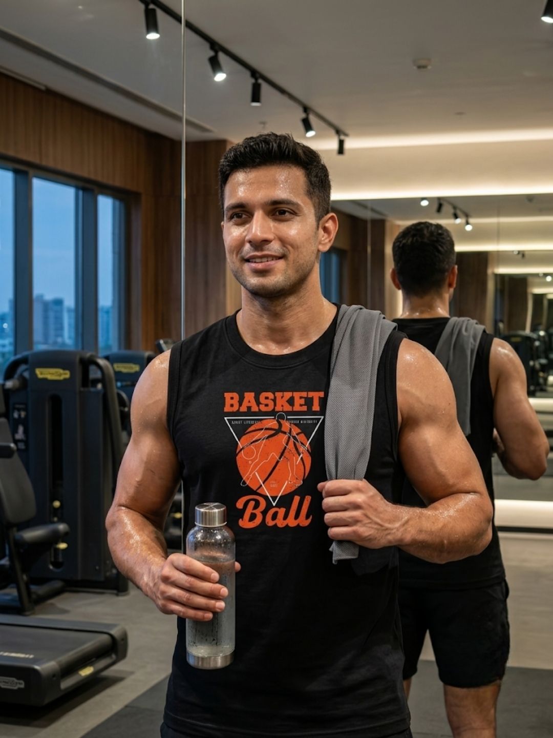 Basketball Retro Triangle Muscle Tank – Black