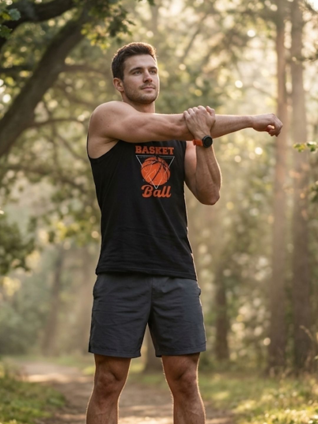 Basketball Retro Triangle Muscle Tank – Black