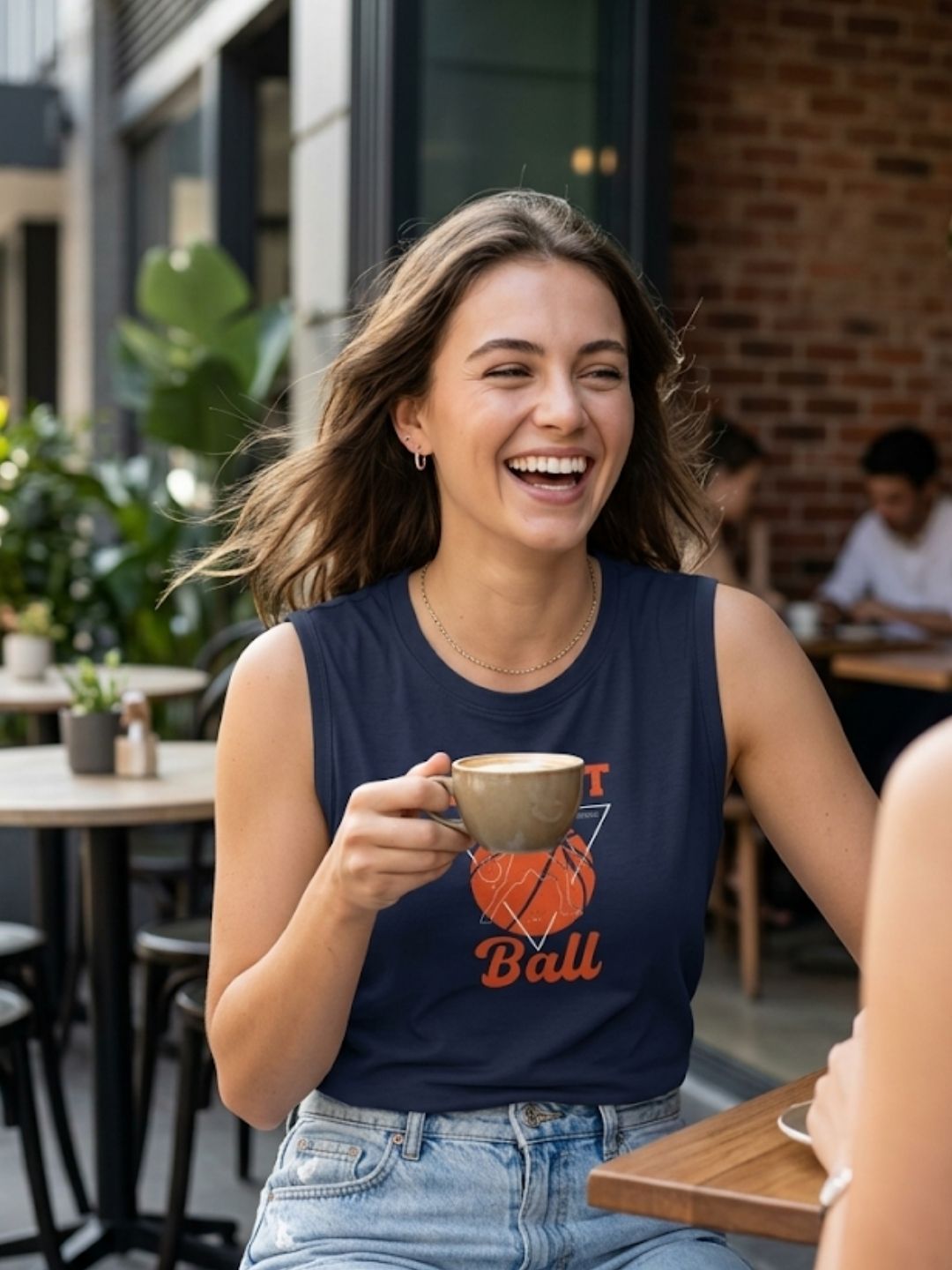 Basketball Retro Triangle Tank – Navy Blue (Women’s)