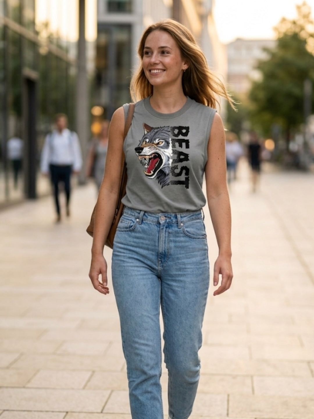 Beast Wolf Muscle Tank – Women’s Grey