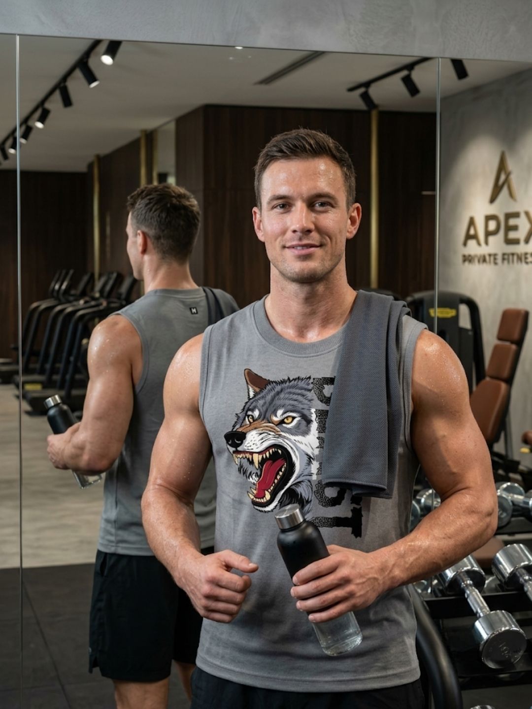 Beast Wolf Muscle Tank – Men’s Grey