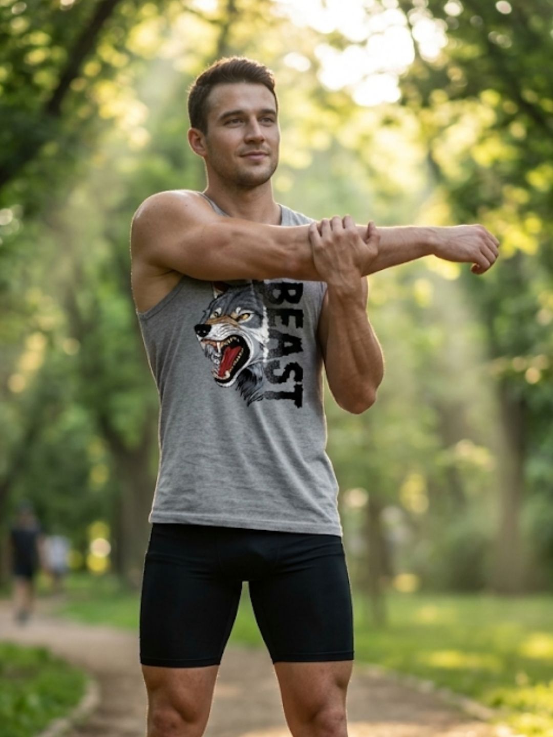 Beast Wolf Muscle Tank – Men’s Grey