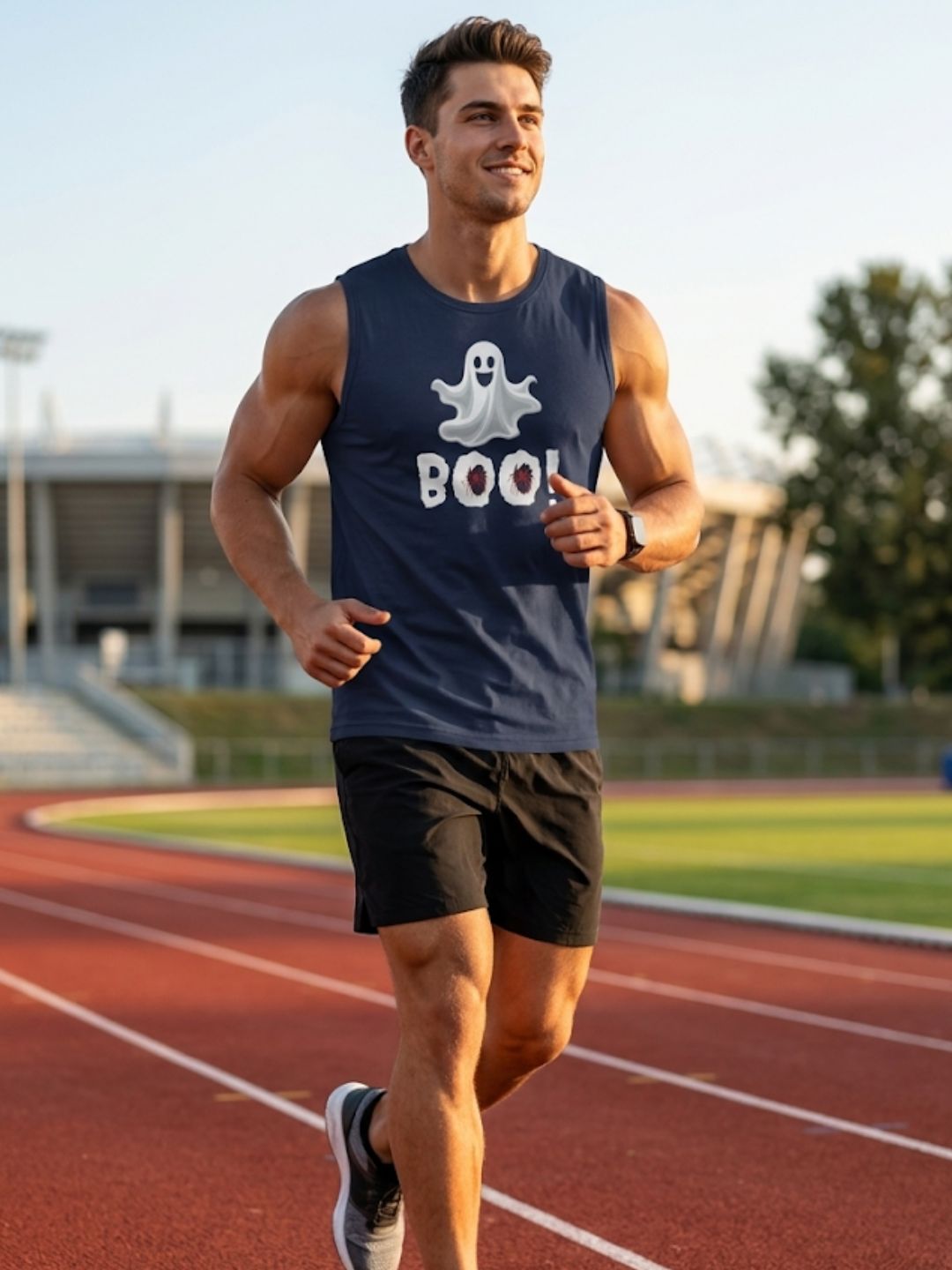 Ghost BOO! Muscle Tank – Navy Blue