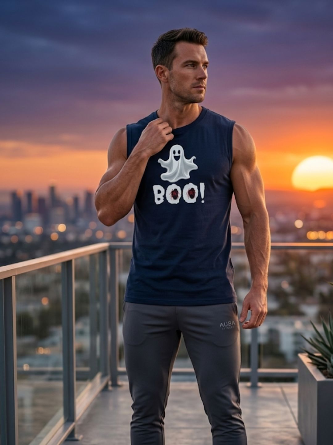 Ghost BOO! Muscle Tank – Navy Blue