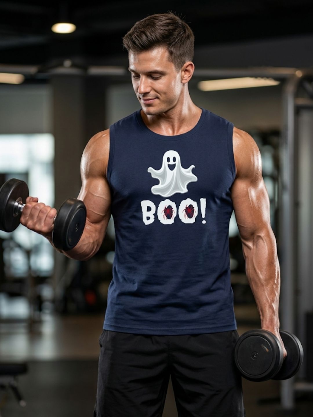 Ghost BOO! Muscle Tank – Navy Blue