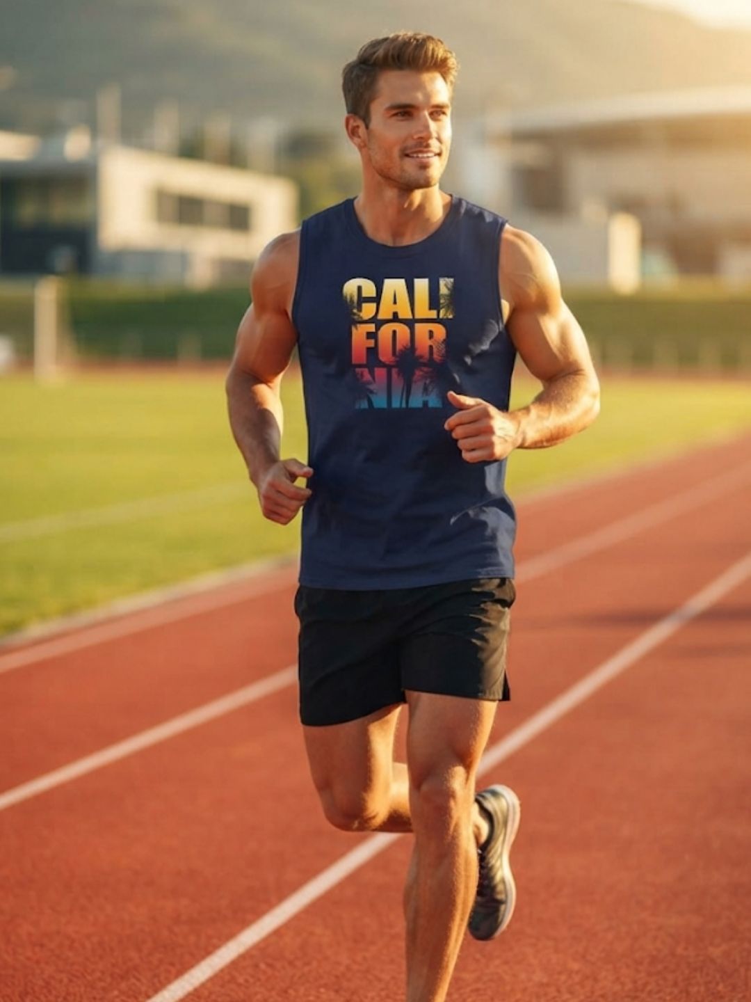 California Sunset Muscle Tank – Navy Blue