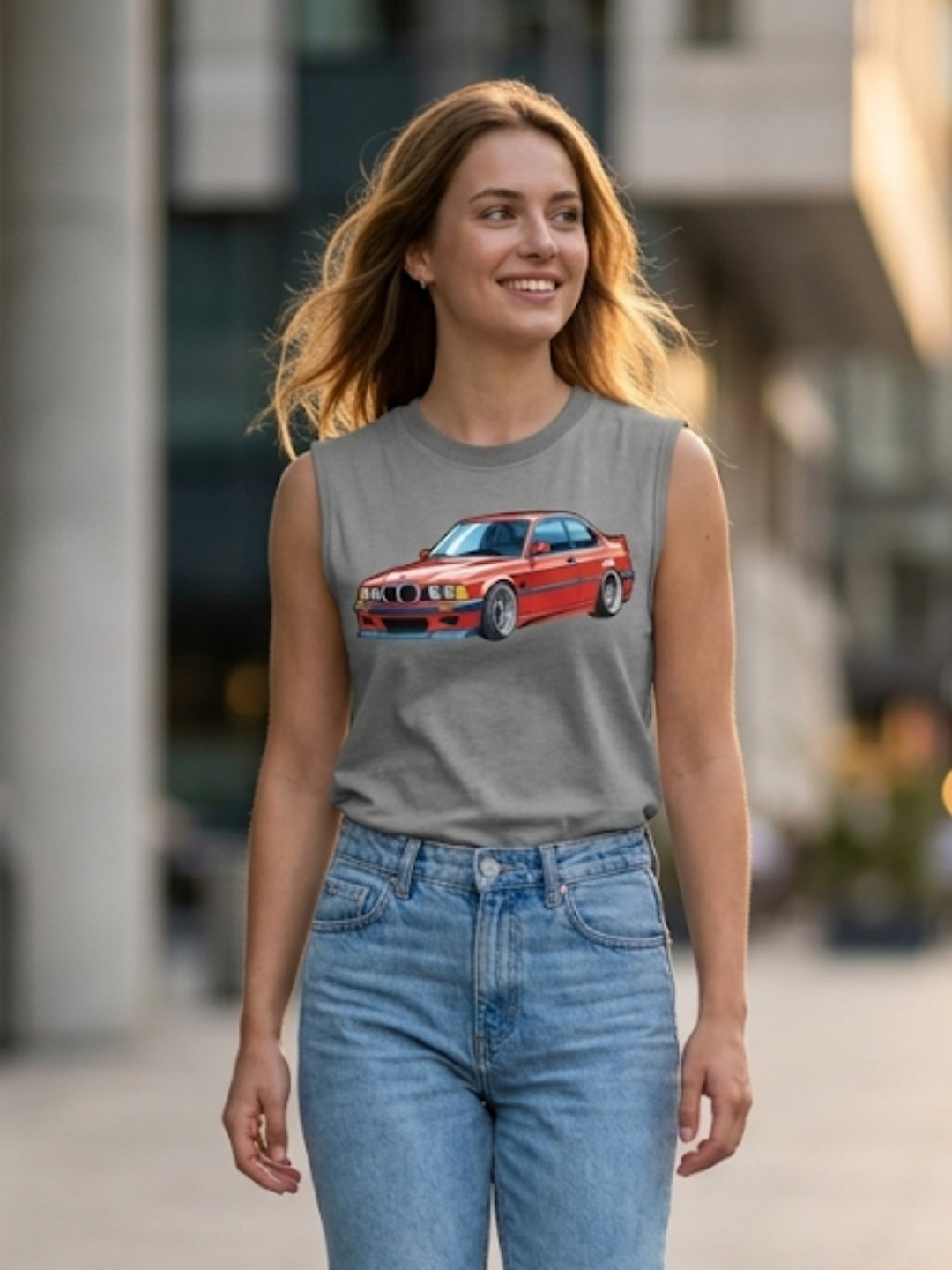 BMW E36 Retro Coupe Muscle Tank – Women’s Grey