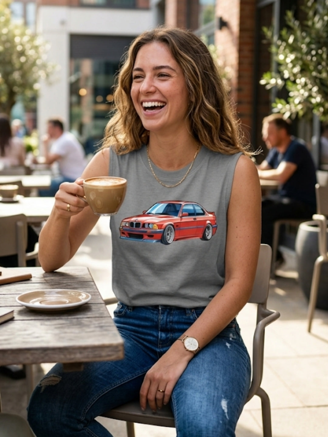 BMW E36 Retro Coupe Muscle Tank – Women’s Grey