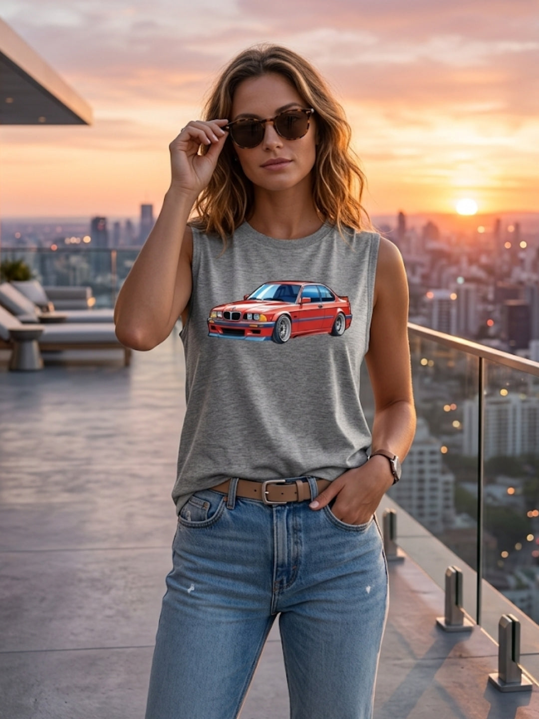 BMW E36 Retro Coupe Muscle Tank – Women’s Grey