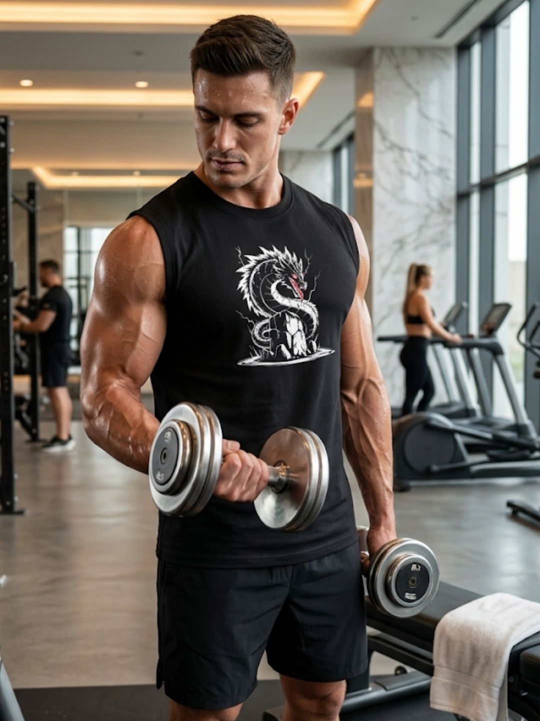 White Storm Dragon Muscle Tank – Black