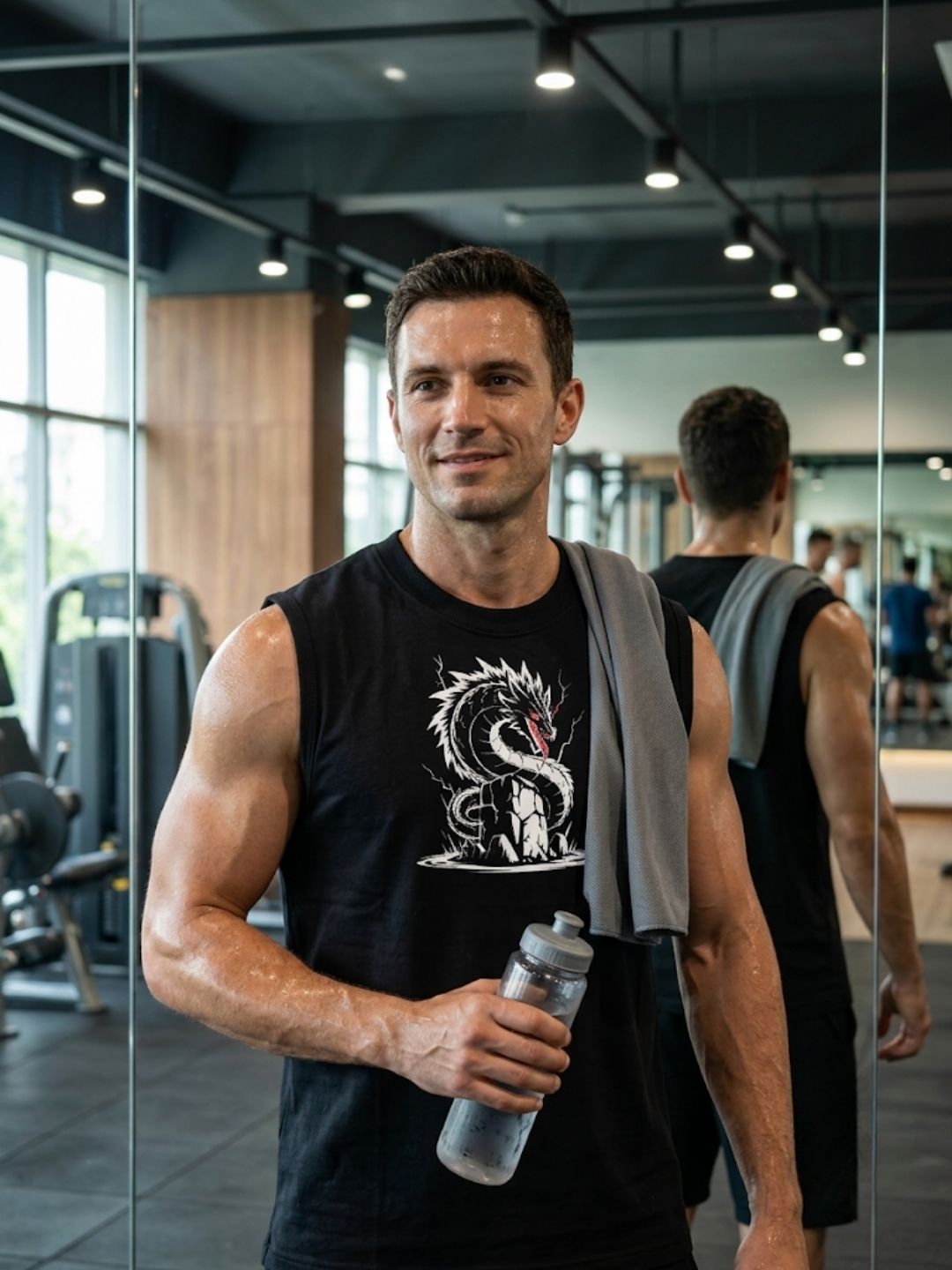 White Storm Dragon Muscle Tank – Black