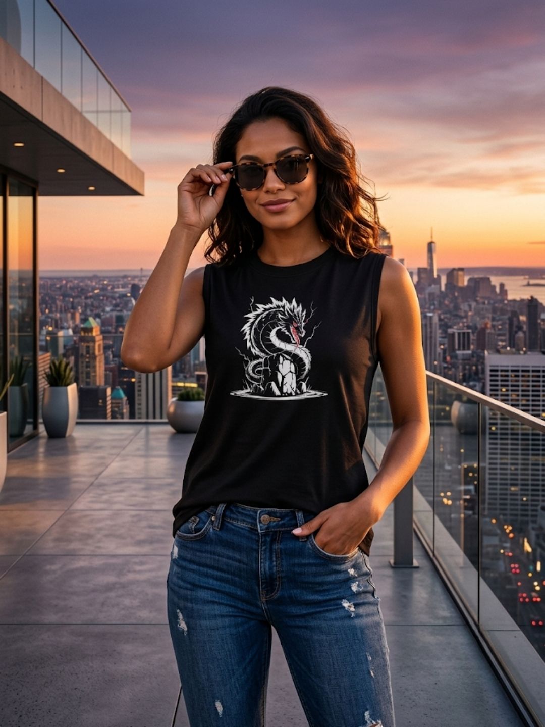 White Storm Dragon Muscle Tank – Women’s Black