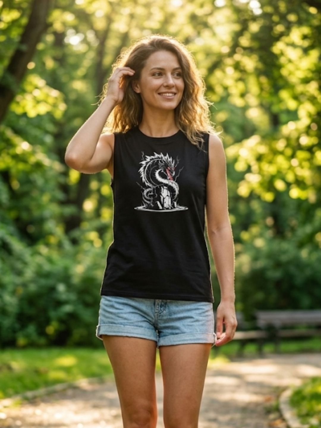 White Storm Dragon Muscle Tank – Women’s Black