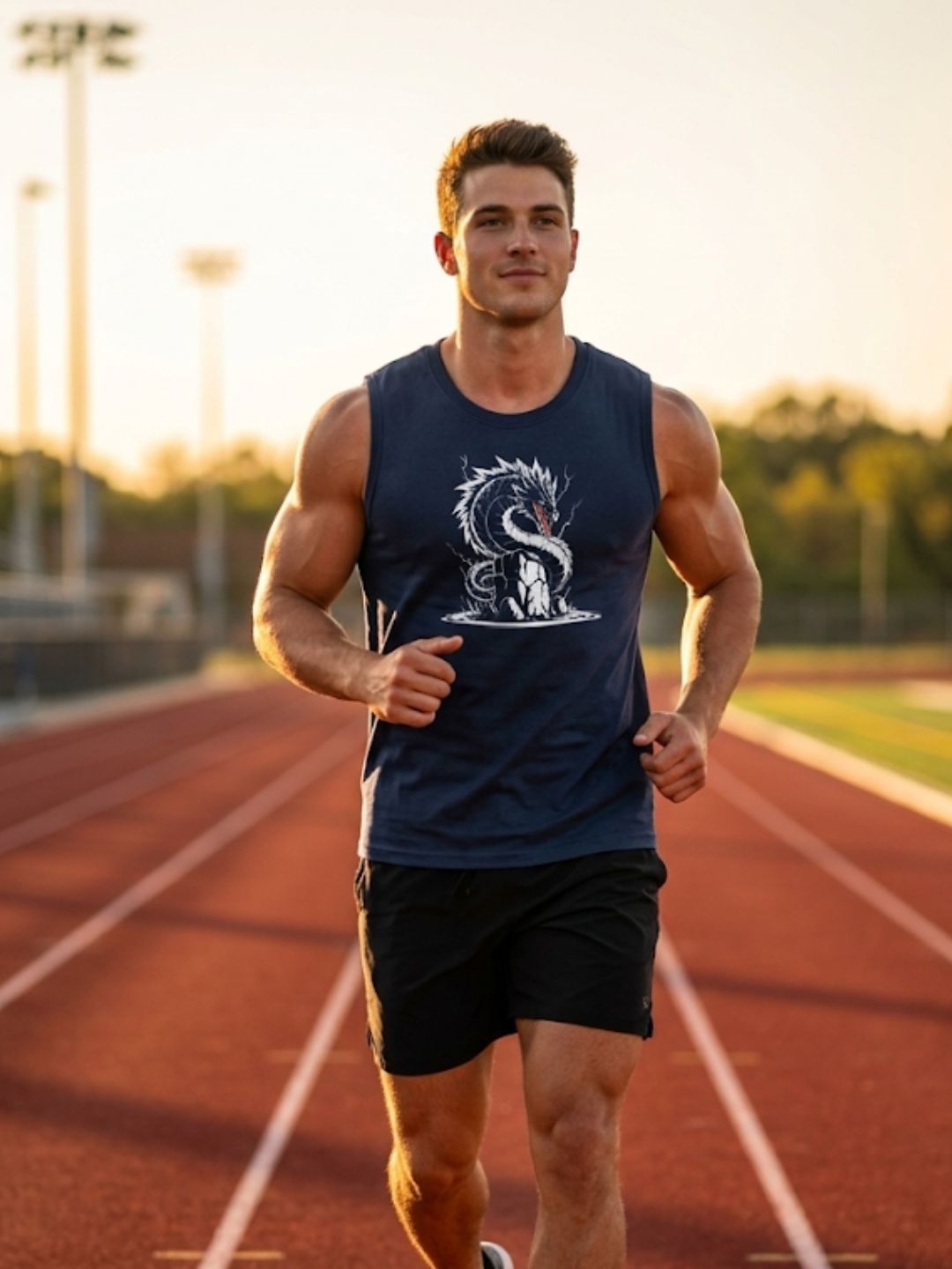 White Storm Dragon Muscle Tank – Navy Blue